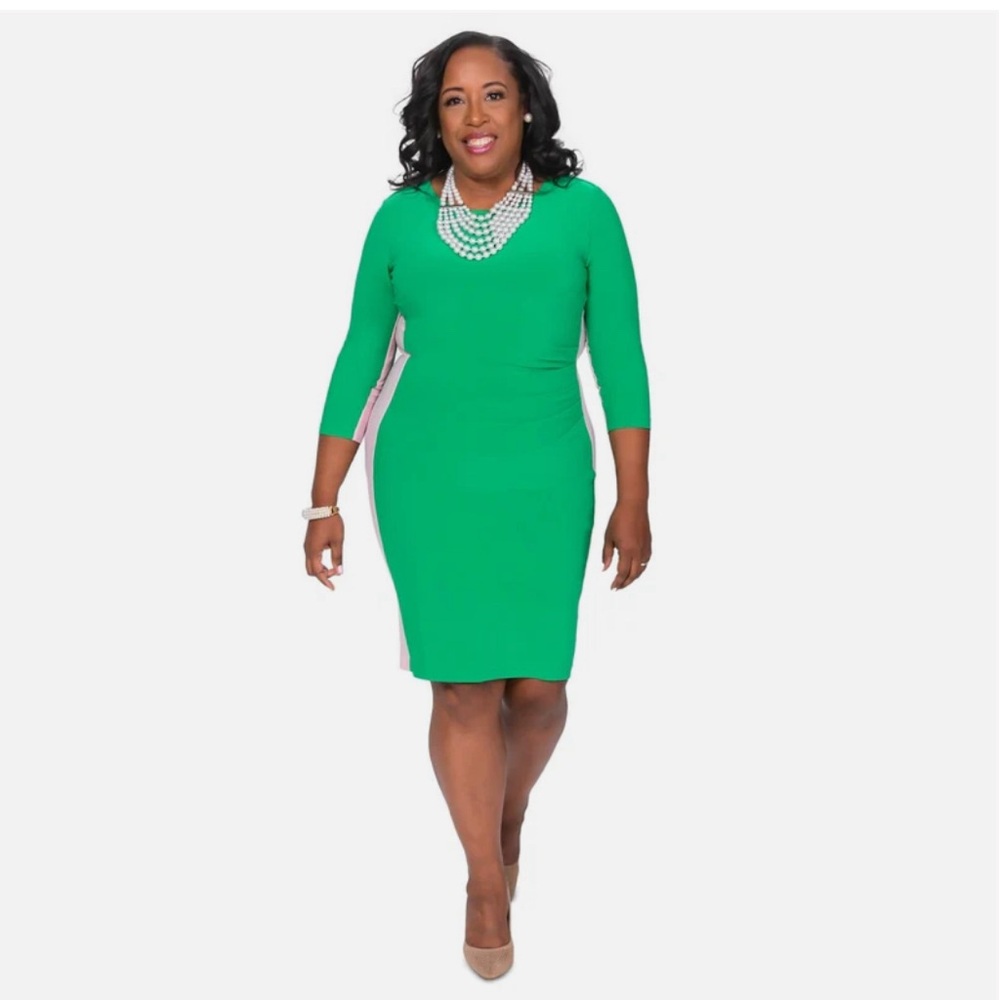 Kasper color-block green dress, size 12